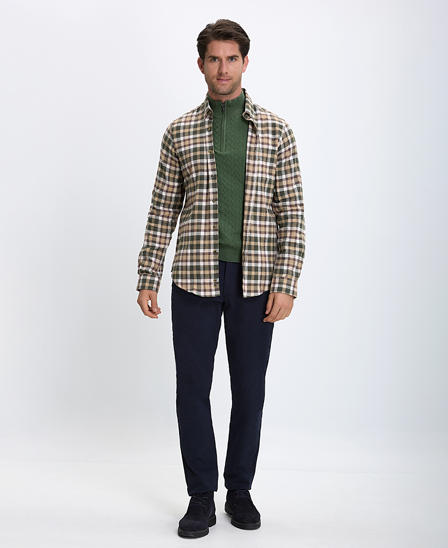 Vardas Ανδρικό Πουκάμισο Button Down Comfort Fit σε Μπεζ Καρό φωτογραφία