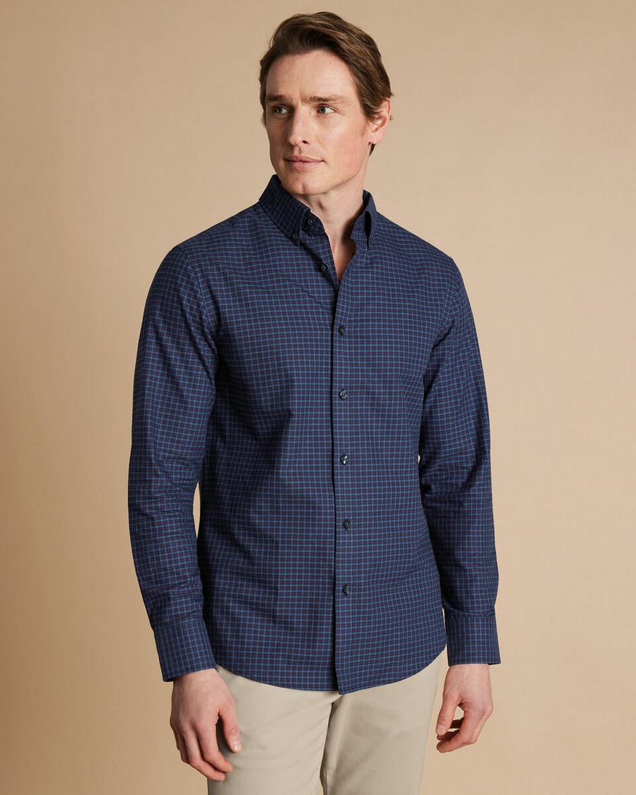 Charles Tyrwhitt Charles Tyrwhitt Ανδρικό Βαμβακερό Πουκάμισο Καρό Button-Down Modern Fit