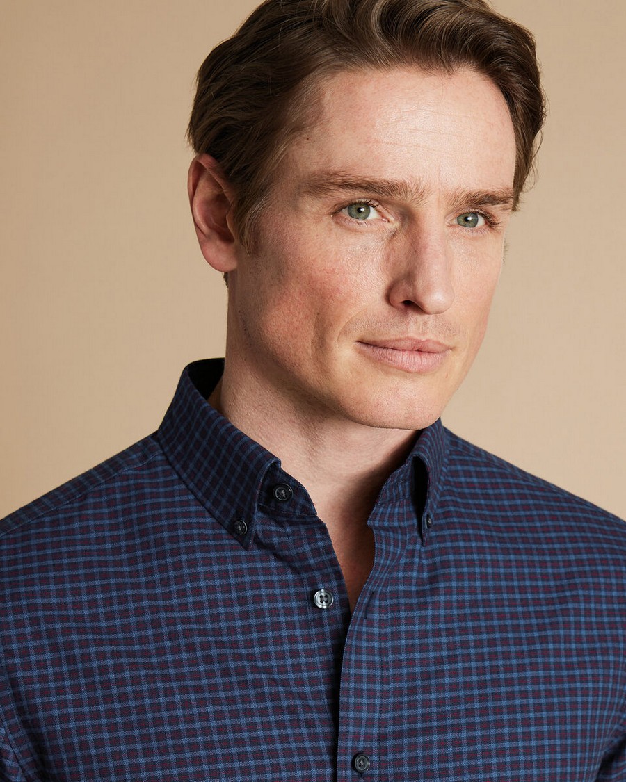 Charles Tyrwhitt Ανδρικό Βαμβακερό Πουκάμισο Καρό Button-Down Modern Fit φωτογραφία