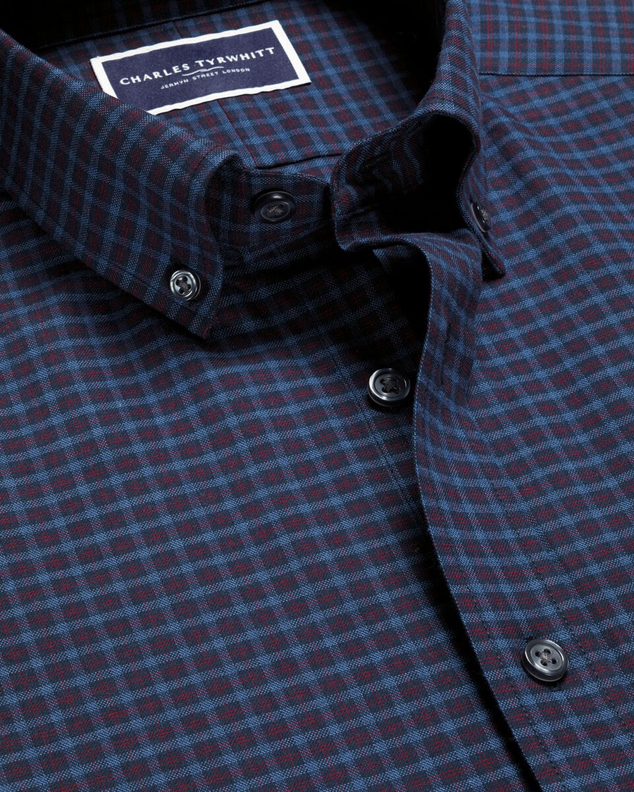 Charles Tyrwhitt Ανδρικό Βαμβακερό Πουκάμισο Καρό Button-Down Modern Fit φωτογραφία