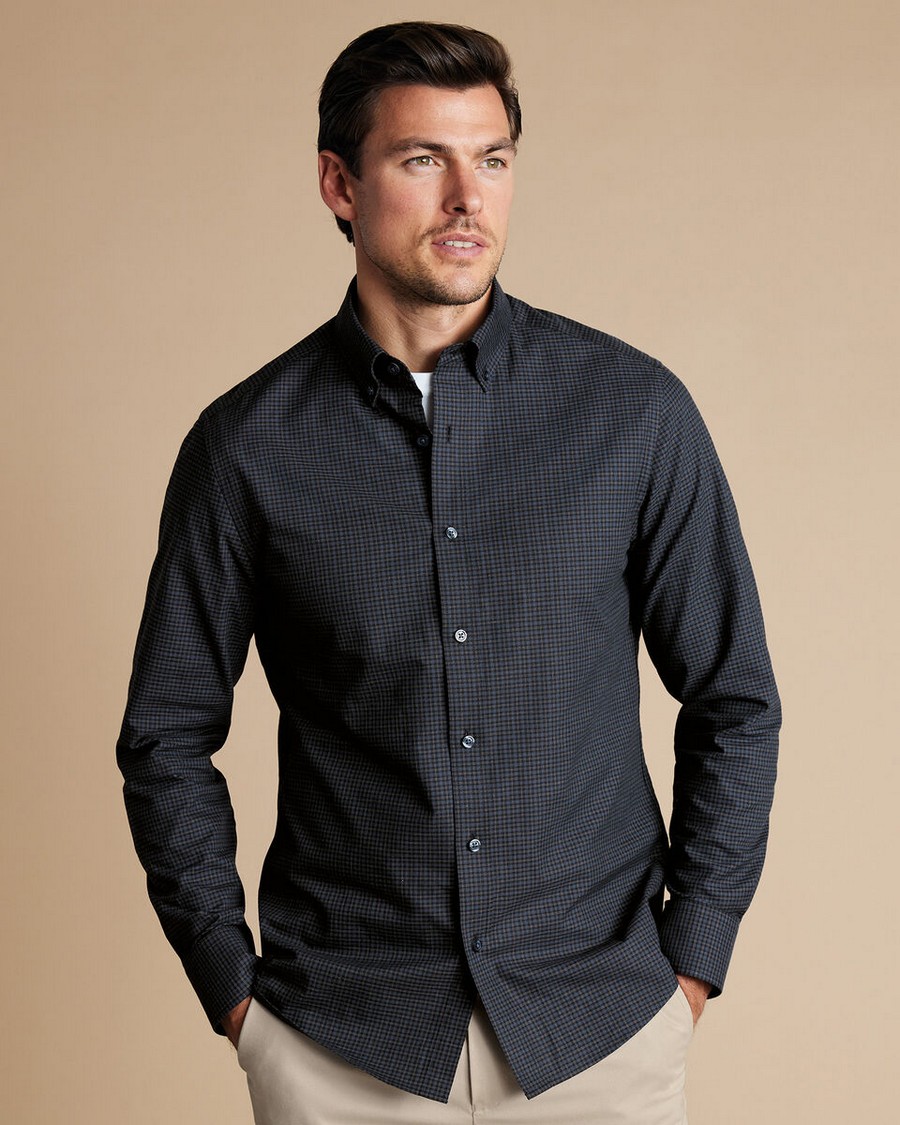 Charles Tyrwhitt Charles Tyrwhitt Ανδρικό Βαμβακερό Πουκάμισο Καρό Button-Down Modern Fit