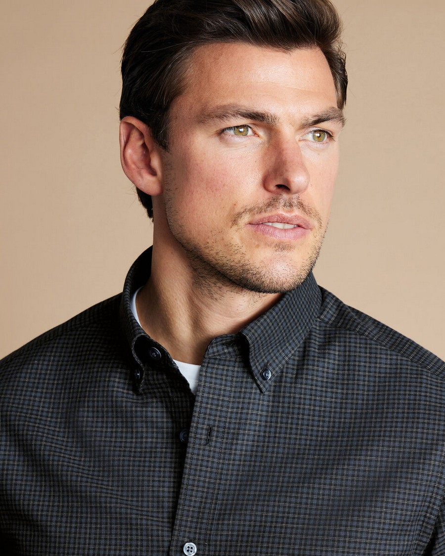 Charles Tyrwhitt Ανδρικό Βαμβακερό Πουκάμισο Καρό Button-Down Modern Fit φωτογραφία