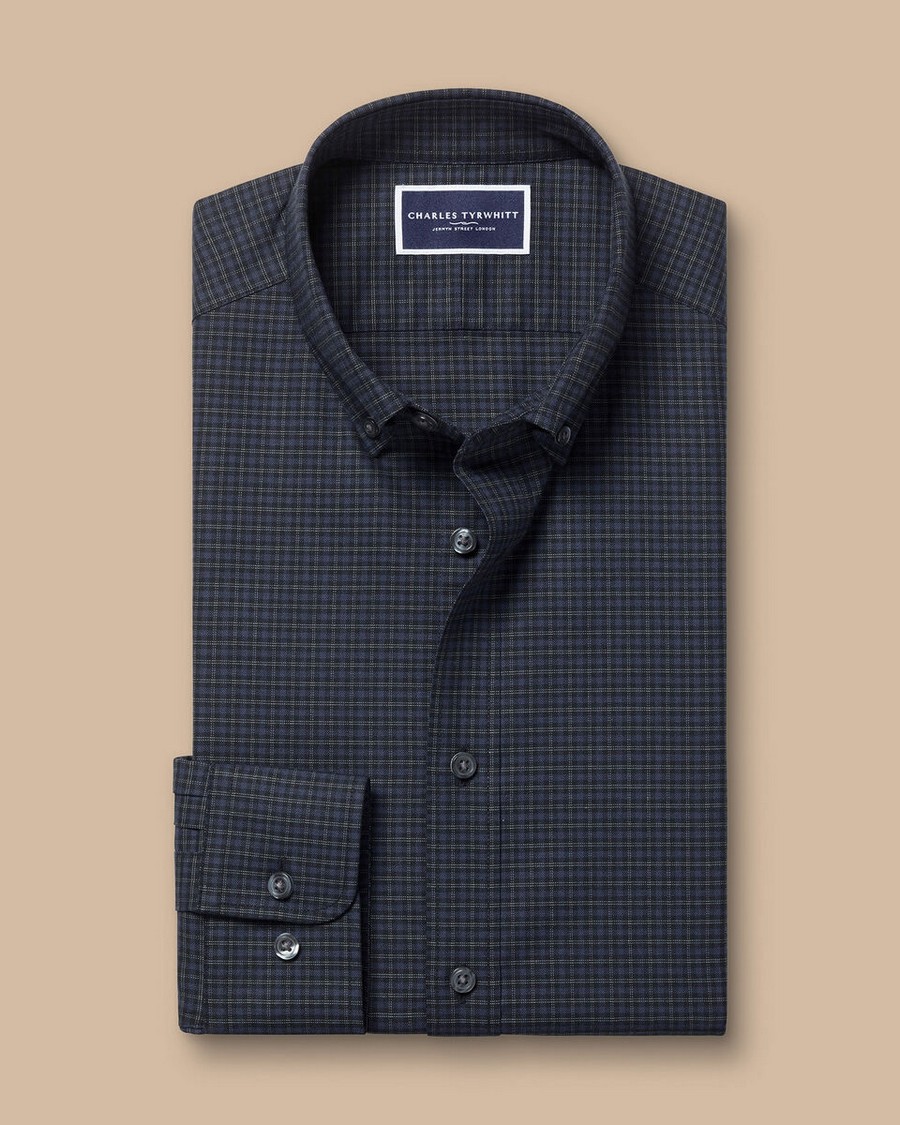 Charles Tyrwhitt Ανδρικό Βαμβακερό Πουκάμισο Καρό Button-Down Modern Fit φωτογραφία