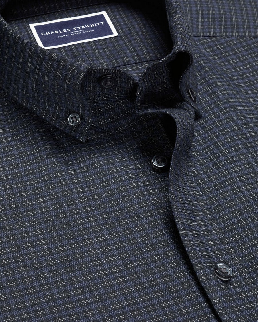 Charles Tyrwhitt Ανδρικό Βαμβακερό Πουκάμισο Καρό Button-Down Modern Fit φωτογραφία