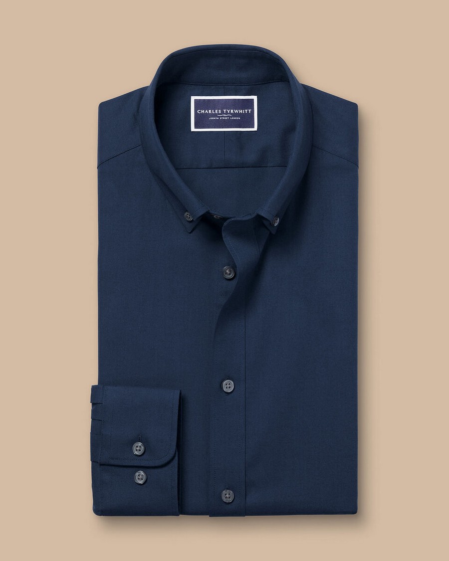 Charles Tyrwhitt Ανδρικό Πουκάμισο Βαμβακερό Button Down Modern Fit σε Μπλε φωτογραφία