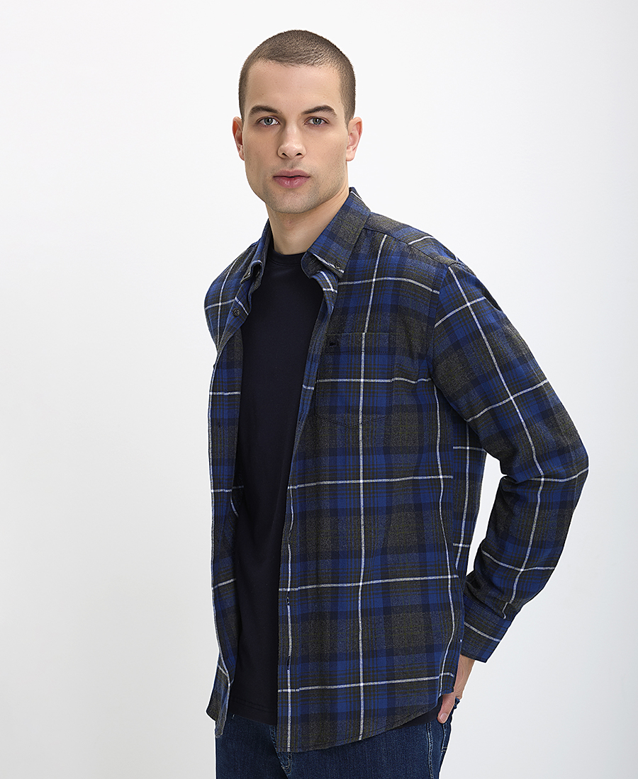 Commander Ανδρικό Βαμβακερό Πουκάμισο Button Down Comfort Fit Καρό