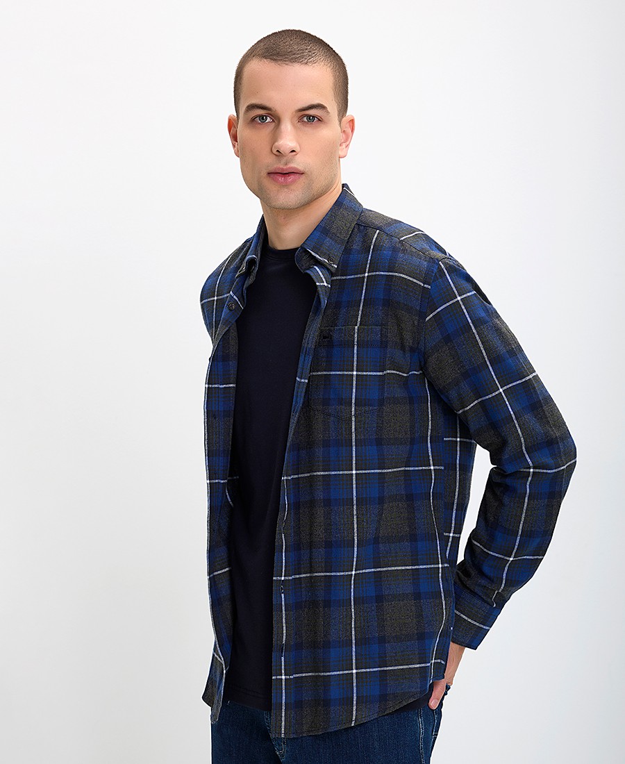 Ανδρικό Βαμβακερό Πουκάμισο Button Down Comfort Fit Καρό