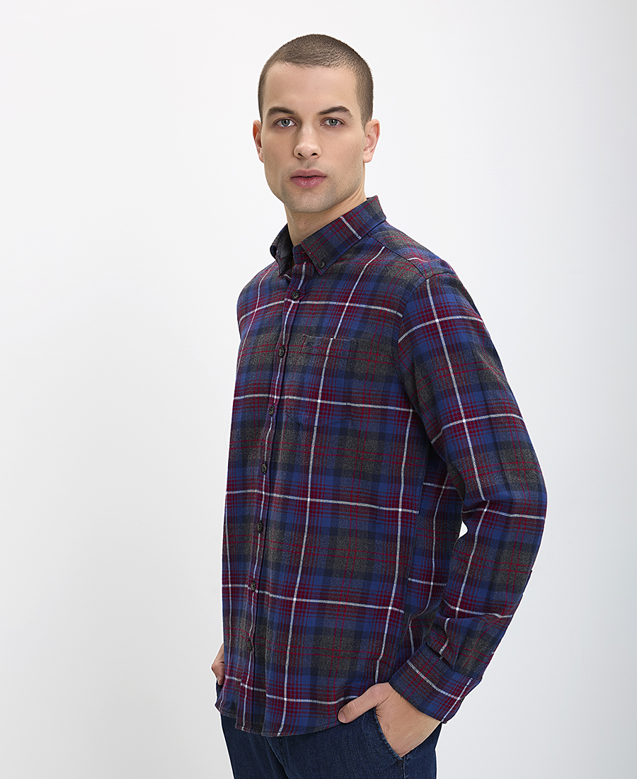 Commander Ανδρικό Βαμβακερό Πουκάμισο Button Down Comfort Fit Καρό