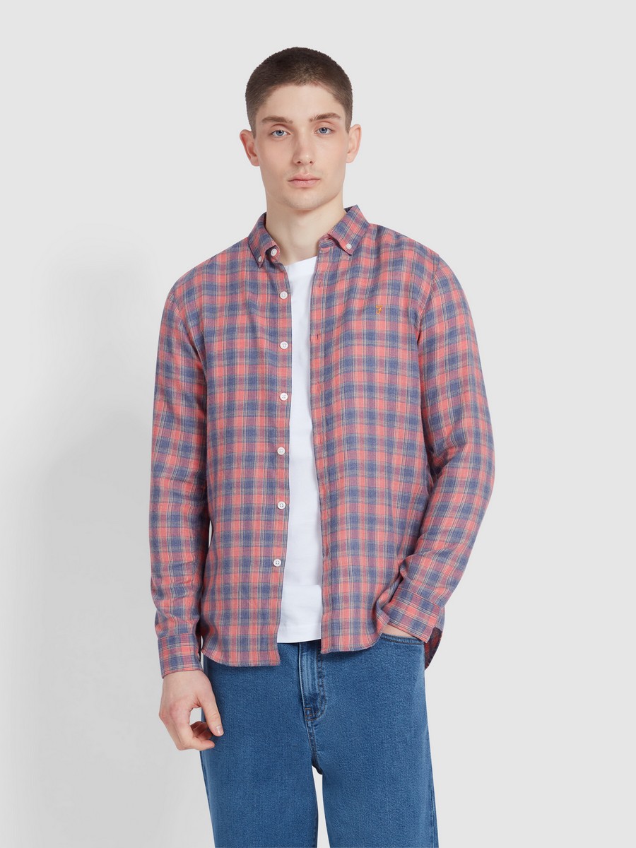 Farah Farah Ανδρικό Πουκάμισο Καρό Μακρυμάνικο Slim Fit από Οργανικό Βαμβάκι και Ανακυκλωμένο Πολυεστέρα