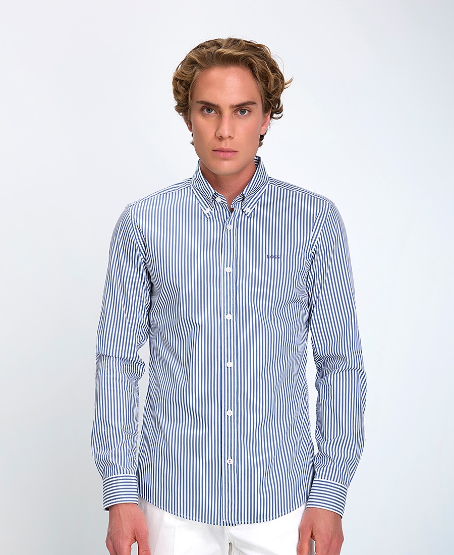 Boss Ανδρικό Πουκάμισο Regular Fit Με Ρίγες Και Ελαστικότητα