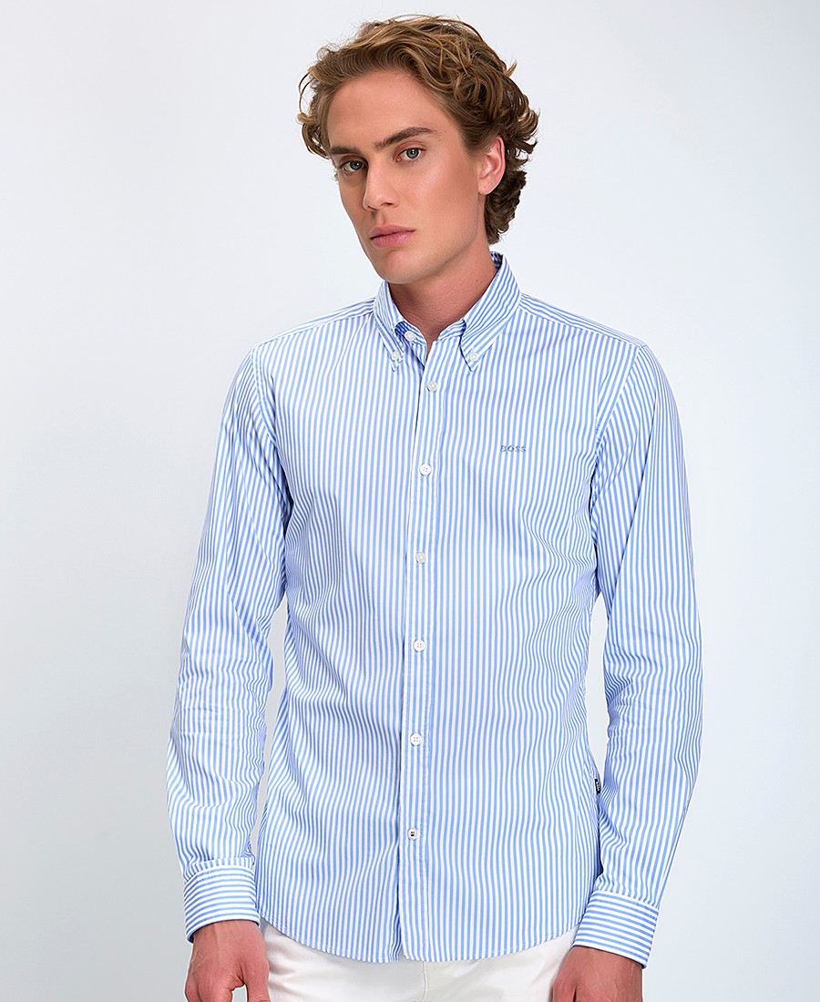 Boss Ανδρικό Πουκάμισο Regular Fit Με Ρίγες Και Ελαστικότητα