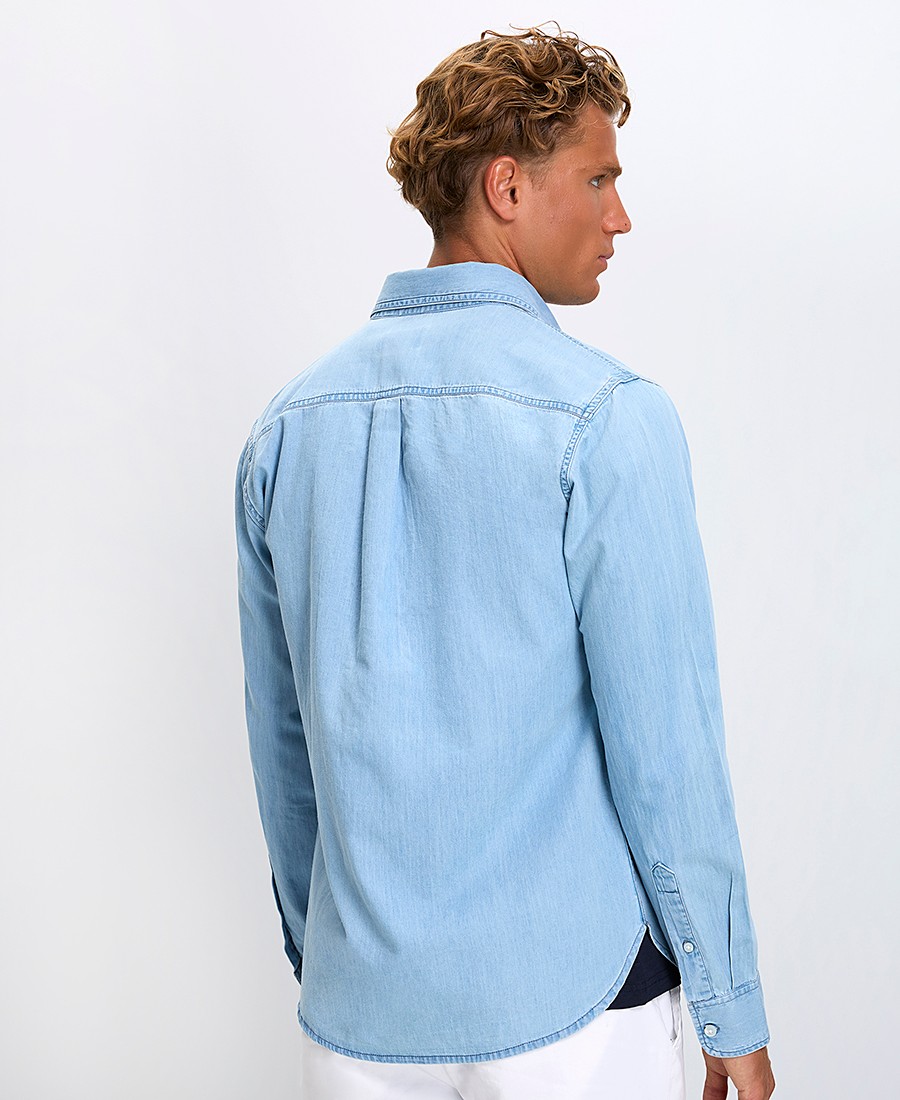 Ανδρικό Πουκάμισο Βαμβακερό Denim Modern Fit σε Ανοιχτό Μπλε φωτογραφία