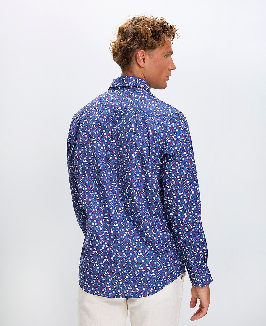 Ανδρικό Πουκάμισο Regular Fit Βαμβακερό Με Μικροσχέδιο Μπλε φωτογραφία