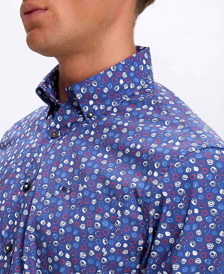 Ανδρικό Πουκάμισο Regular Fit Βαμβακερό Με Μικροσχέδιο Μπλε φωτογραφία