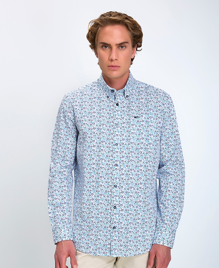 Commander Ανδρικό Πουκάμισο Regular Fit Βαμβακερό Με Μικροσχέδιο Πολύχρωμο