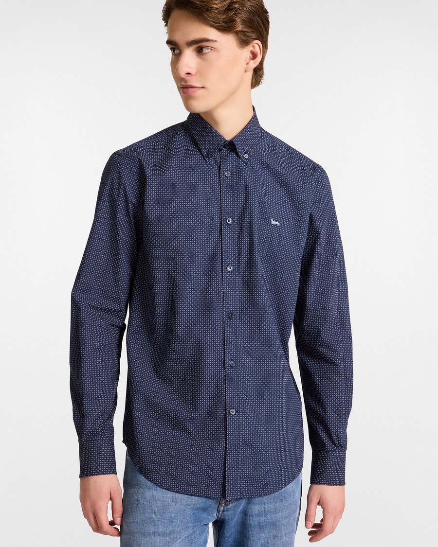 Harmont&Blaine Ανδρικό Πουκάμισο Regular Fit Με Tie Pattern Navy Blue