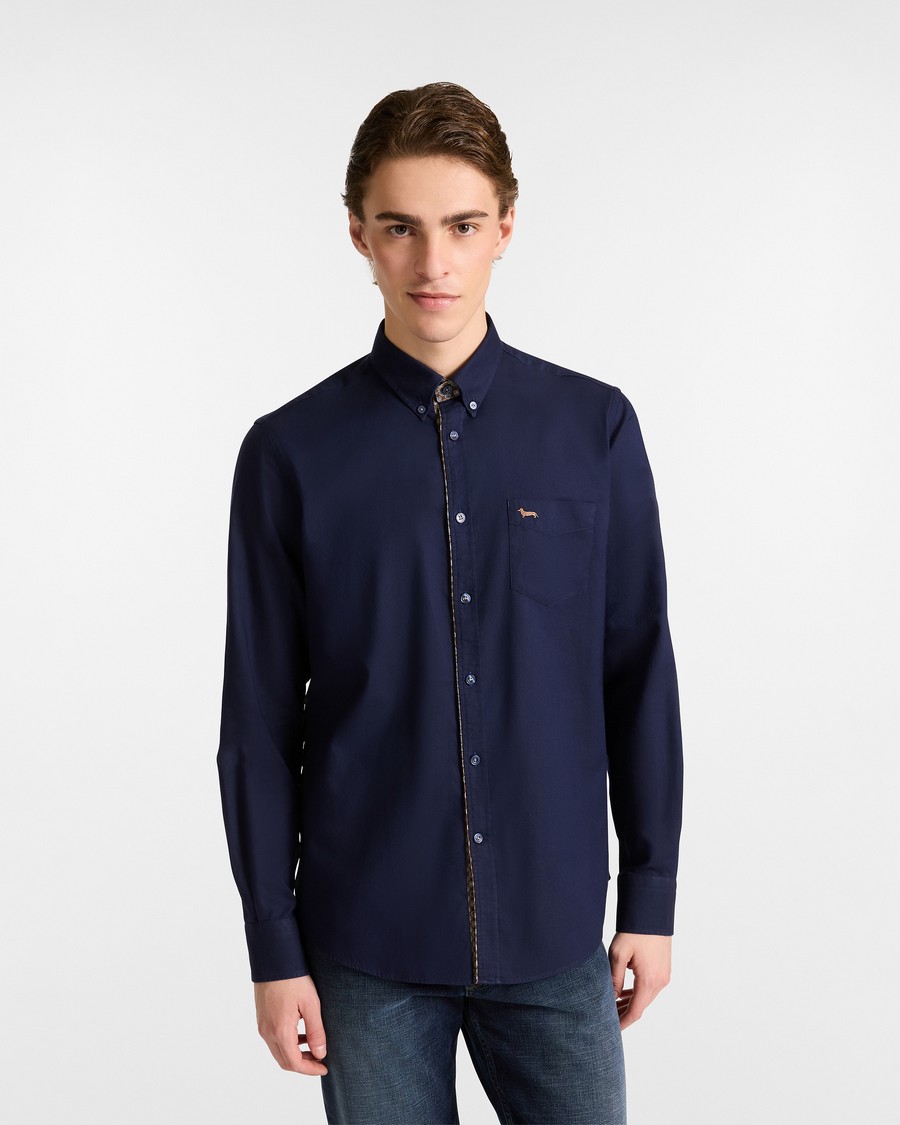 Harmont & Blaine Ανδρικό Πουκάμισο Regular Fit Βαμβακερό Oxford Σκούρο Μπλε