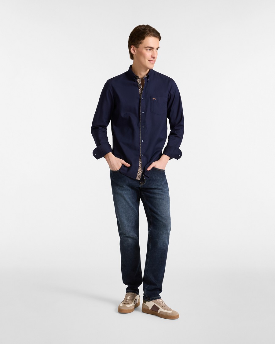 Harmont & Blaine Ανδρικό Πουκάμισο Regular Fit Βαμβακερό Oxford Σκούρο Μπλε φωτογραφία