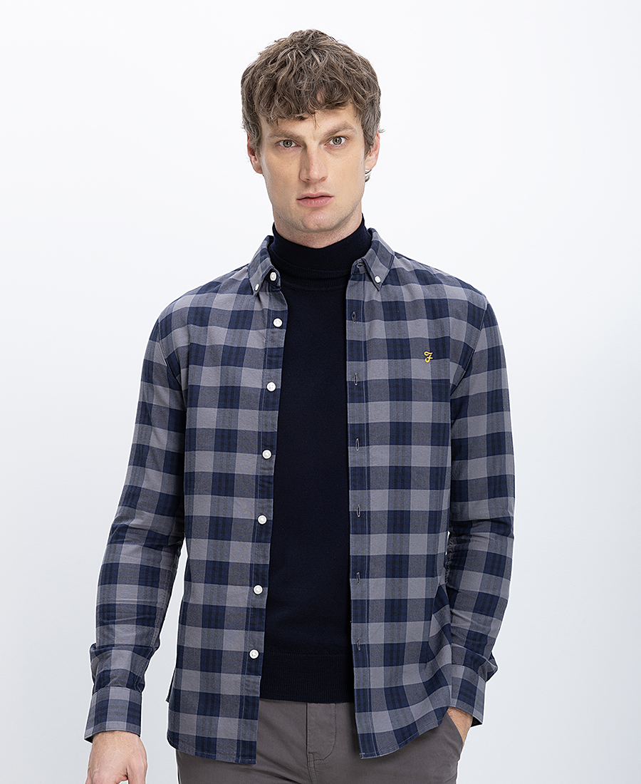 Farah Ανδρικό Πουκάμισο Καρό Slim Fit Βαμβακερό Organic