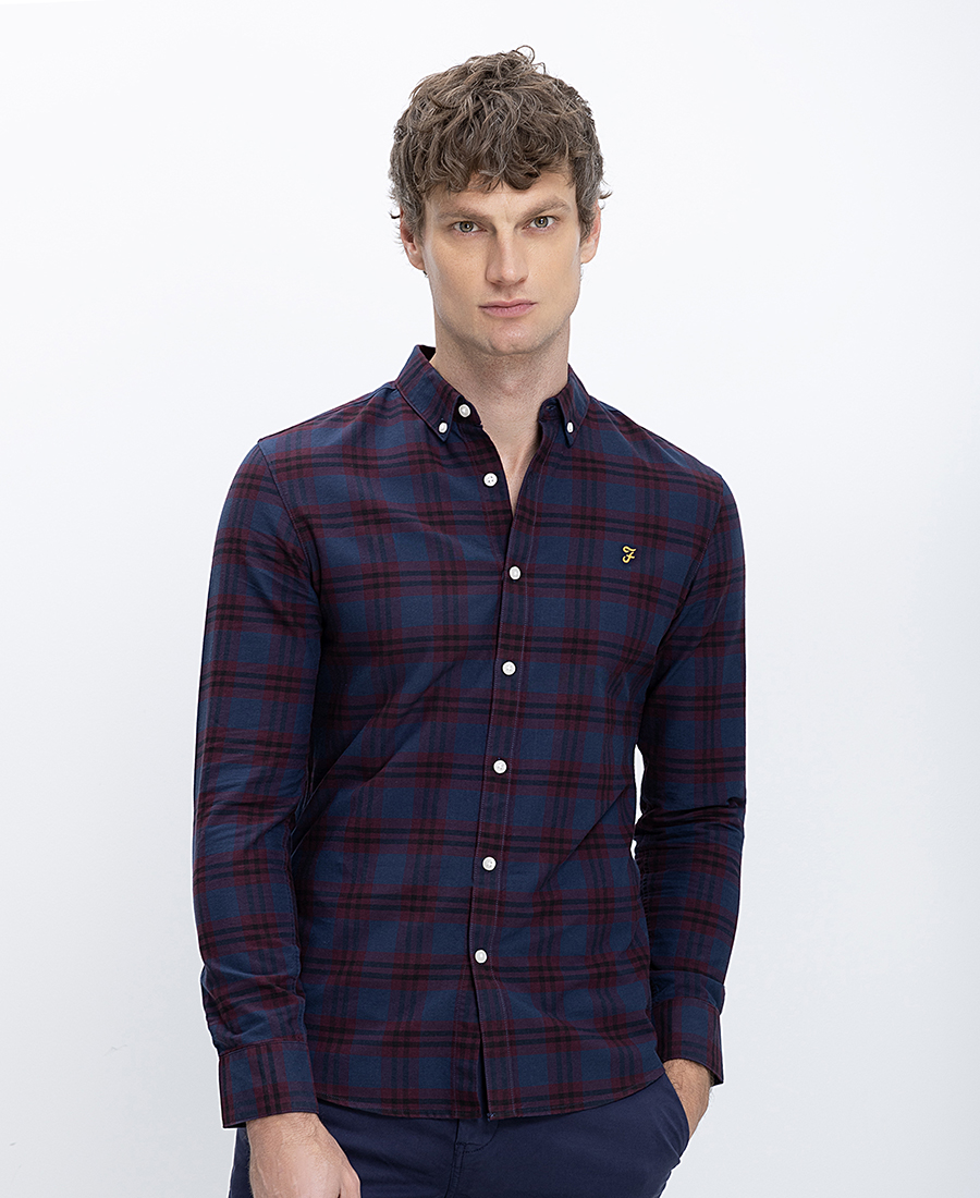 Farah Ανδρικό Πουκάμισο Καρό Slim Fit Βαμβακερό Organic