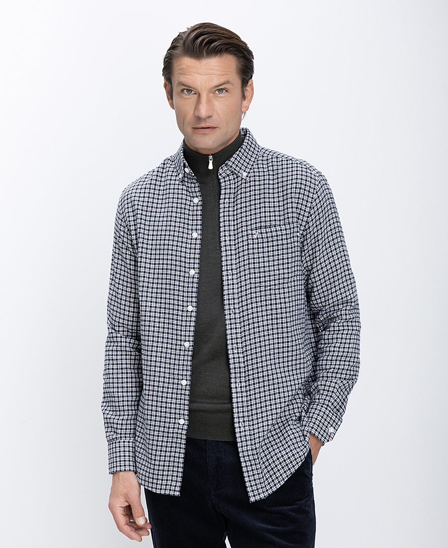 Farah Ανδρικό Πουκάμισο Με Μικρό Καρό Σχέδιο Βαμβακερό Regular Fit