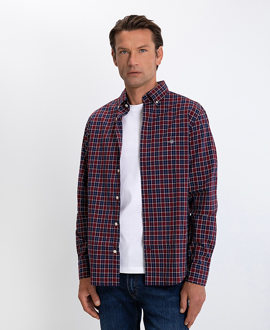 Gant Ανδρικό Πουκάμισο Regular Fit Βαμβακερό Καρό Με Button-Down Γιακά
