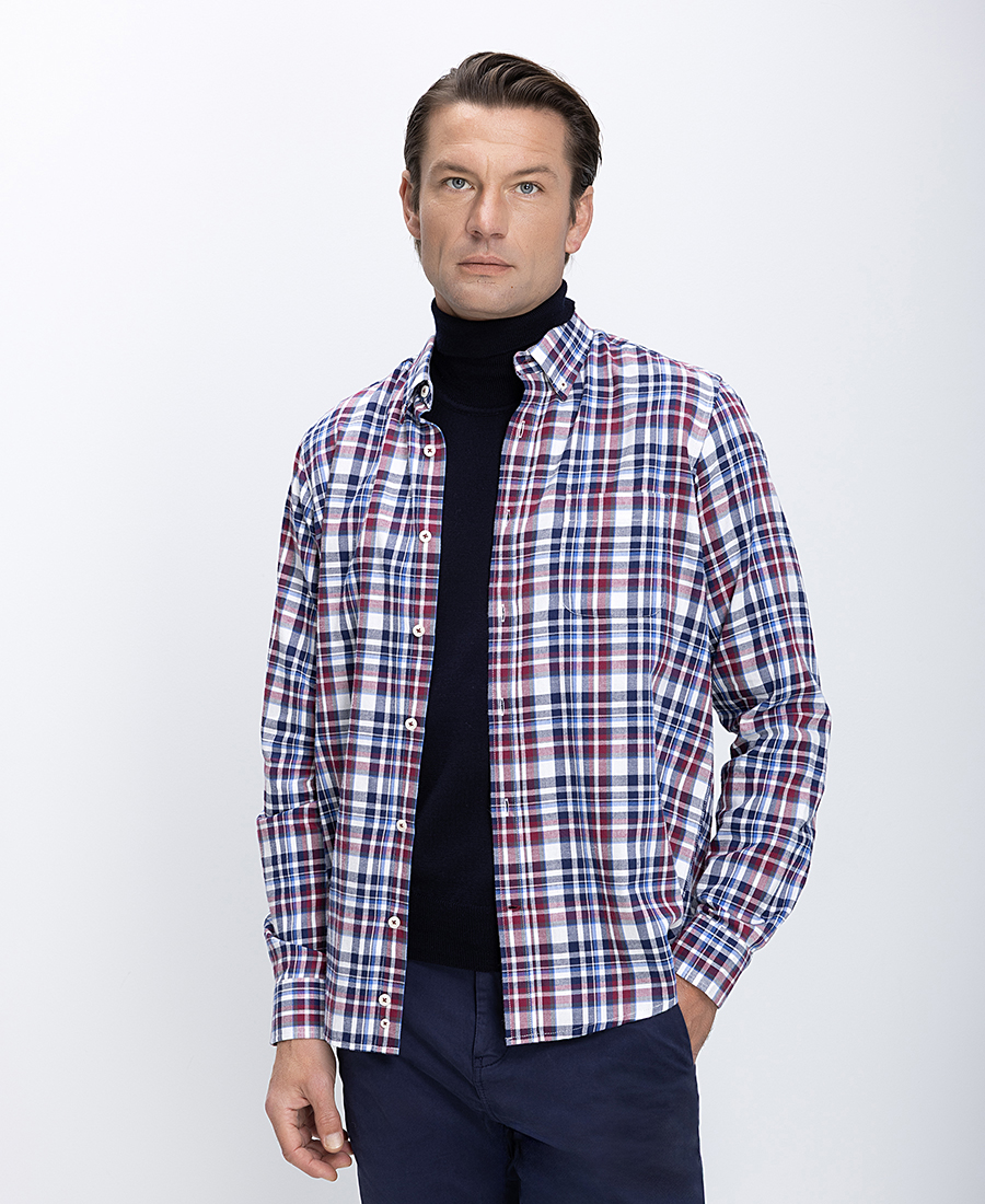 Vardas Ανδρικό Πουκάμισο Καρό Με Button Down Γιακά Βαμβακερό Regular Fit