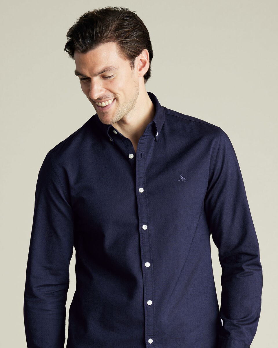 Charles Tyrwhitt Ανδρικό Πουκάμισο Stretch Washed Oxford Slim Fit
