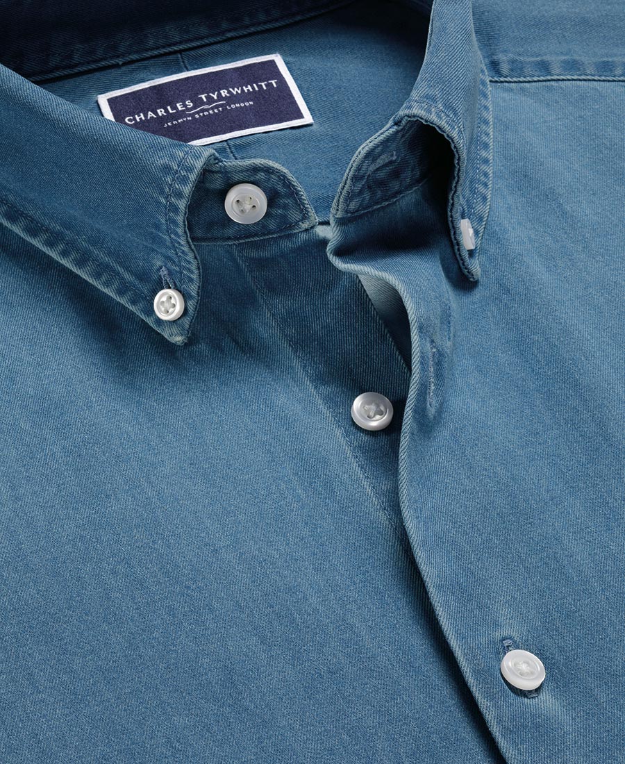 Charles Tyrwhitt Ανδρικό Βαμβακερό Πουκάμισο Denim φωτογραφία