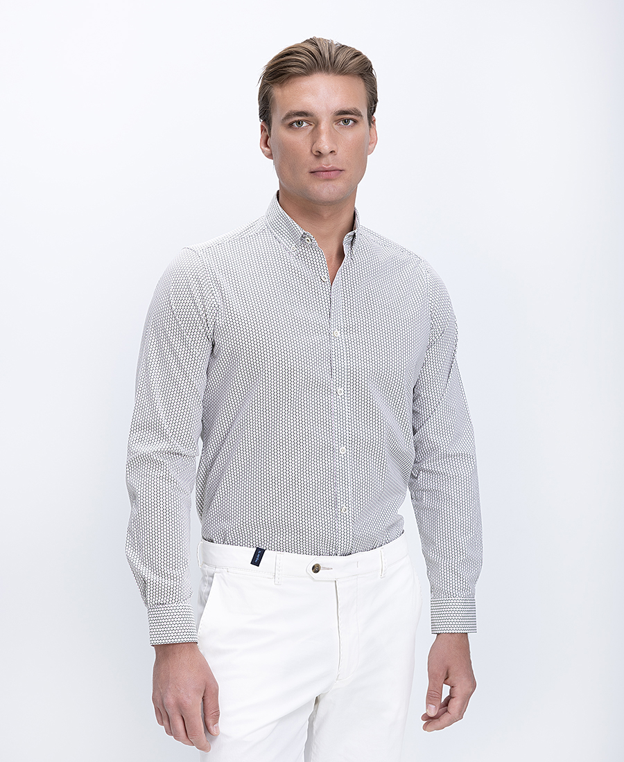 HD x Vardas HD x Vardas Ανδρικό Βαμβακερό Πουκάμισο Button Down Regular Fit Με Μικροσχέδιο