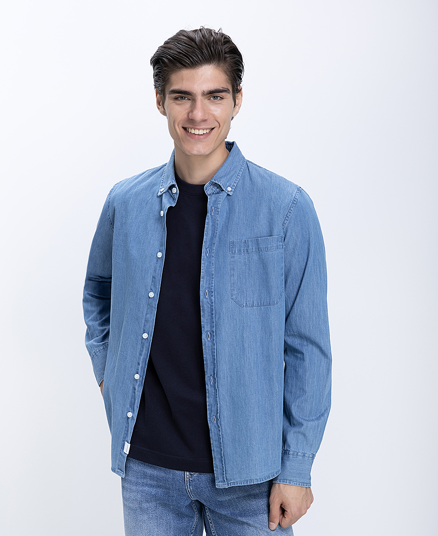 Ανδρικό Denim Overshirt Βαμβακερό Modern Fit