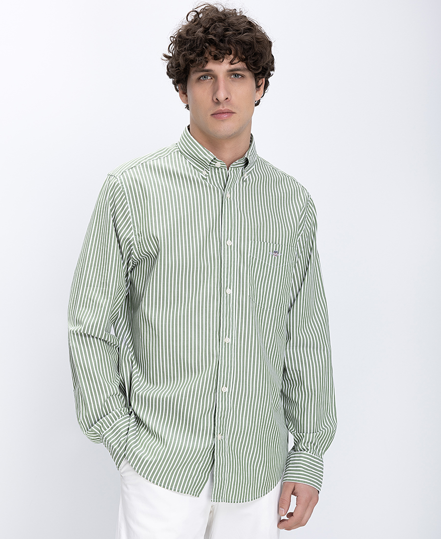 Gant Ανδρικό Πουκάμισο Regular Fit Με Ριγέ Μοτίβο Και Button Down Γιακά