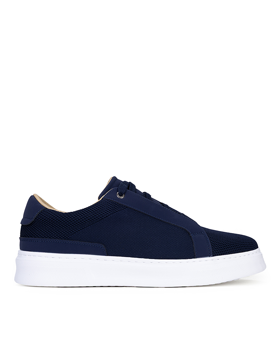 Vardas Vardas Ανδρικά Sneakers Δερμάτινα Με Υφασμάτινες Διάτρητες Λεπτομέρειες Και Λευκή Σόλα