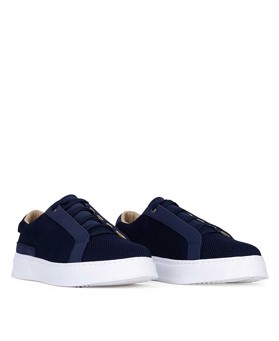 Vardas Ανδρικά Sneakers Δερμάτινα Με Υφασμάτινες Διάτρητες Λεπτομέρειες Και Λευκή Σόλα φωτογραφία