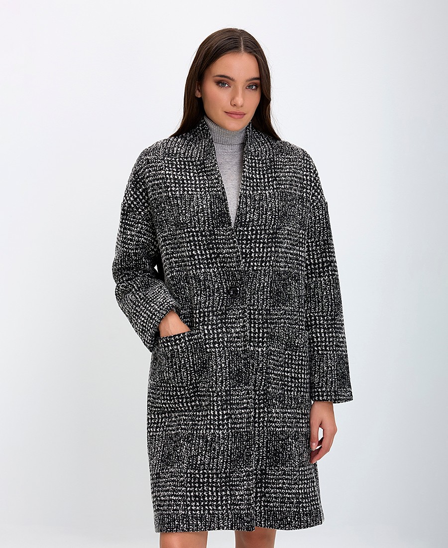 La Fee Maraboutee La Fee Maraboutee Γυναικείο Καρό Παλτό χωρίς Γιακά Relaxed Fit