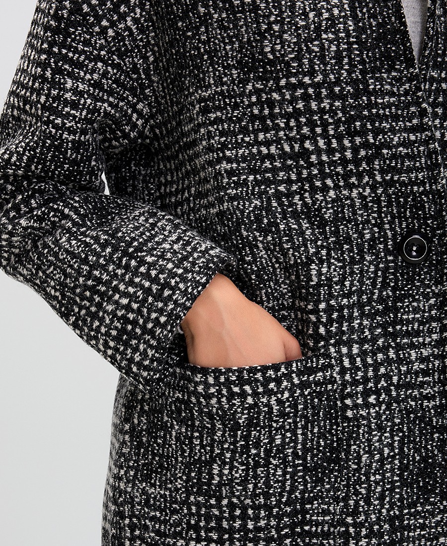 La Fee Maraboutee Γυναικείο Καρό Παλτό χωρίς Γιακά Relaxed Fit φωτογραφία