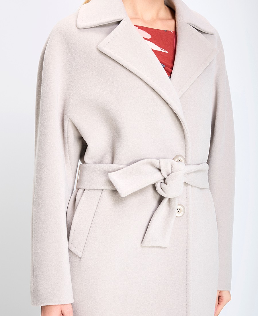 Γυναικείο Παλτό με Ζώνη Regular Fit Εκρού φωτογραφία