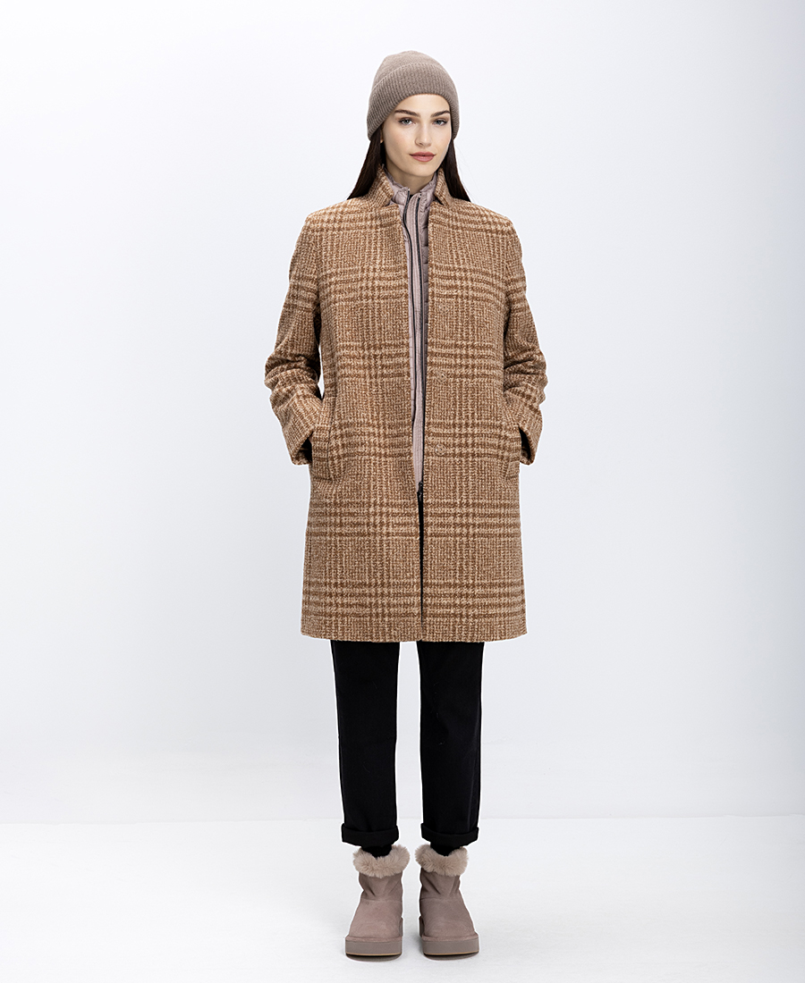 Cinzia Rocca Γυναικείο Παλτό Καρό Με Όρθιο Γιακά φωτογραφία