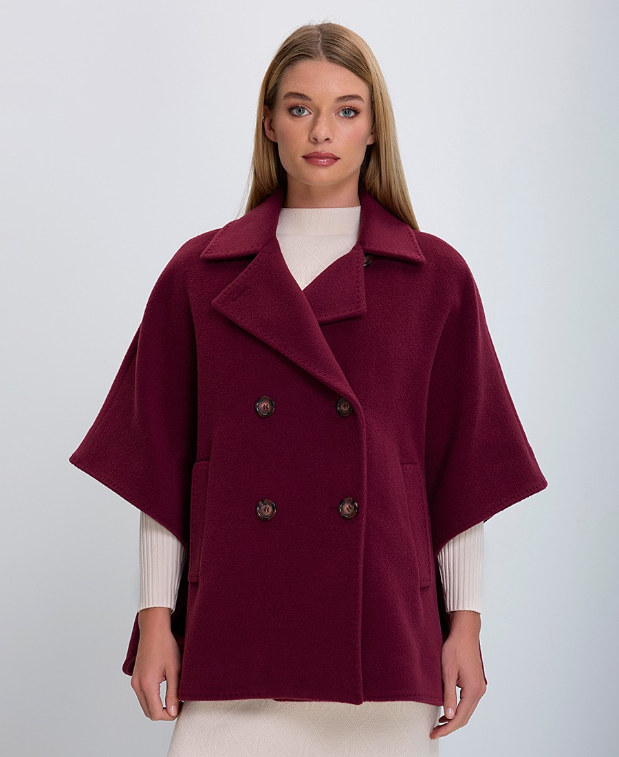 Cinzia Rocca Γυναικεία Κάπα με Διπλό Κούμπωμα και Ρεγκλάν Μανίκια φωτογραφία