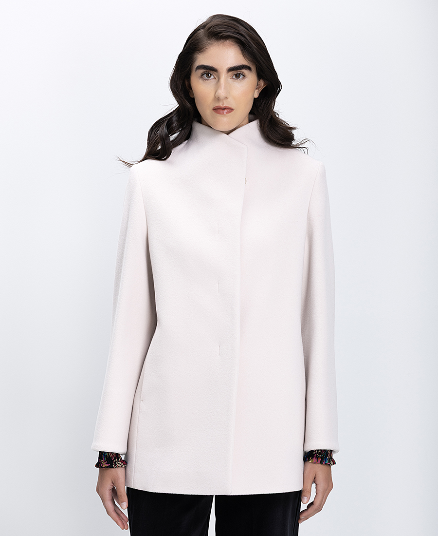 Cinzia Rocca Cinzia Rocca Γυναικείο Παλτό Με Ασύμμετρο Κλείσιμο & Ψηλό Γιακά Από Μάλλινο Μείγμα Cashmere