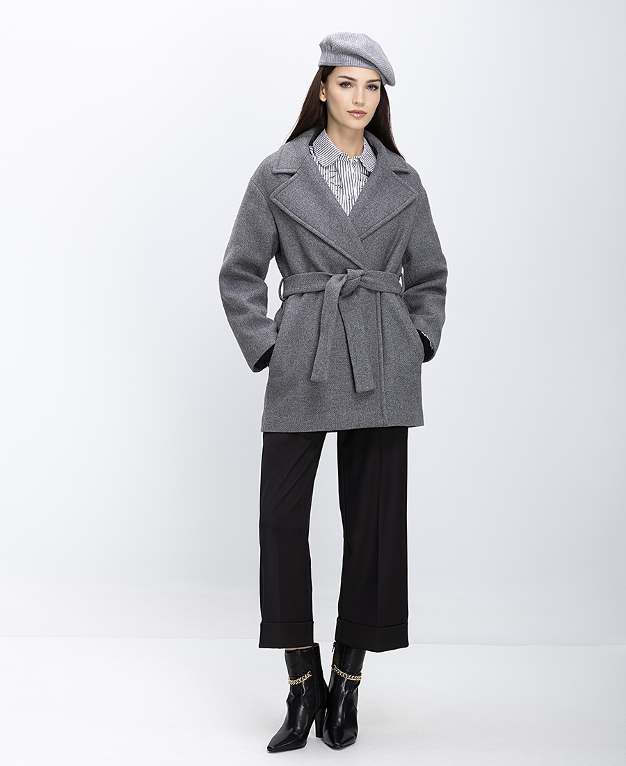 Γυναικείο Παλτό Σταυρωτό Με Ζώνη φωτογραφία