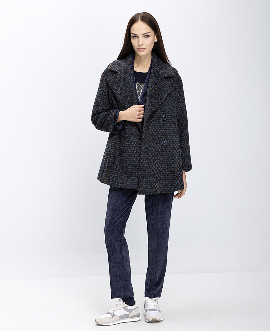 Γυναικείο Παλτό Σταυρωτό Με Υφή Tweed Relaxed Fit φωτογραφία