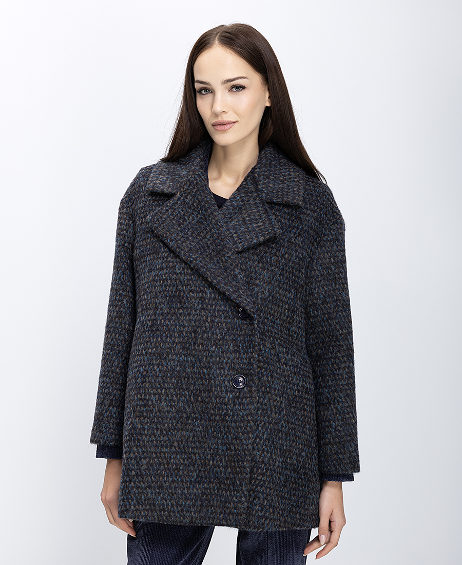 Γυναικείο Παλτό Σταυρωτό Με Υφή Tweed Relaxed Fit φωτογραφία