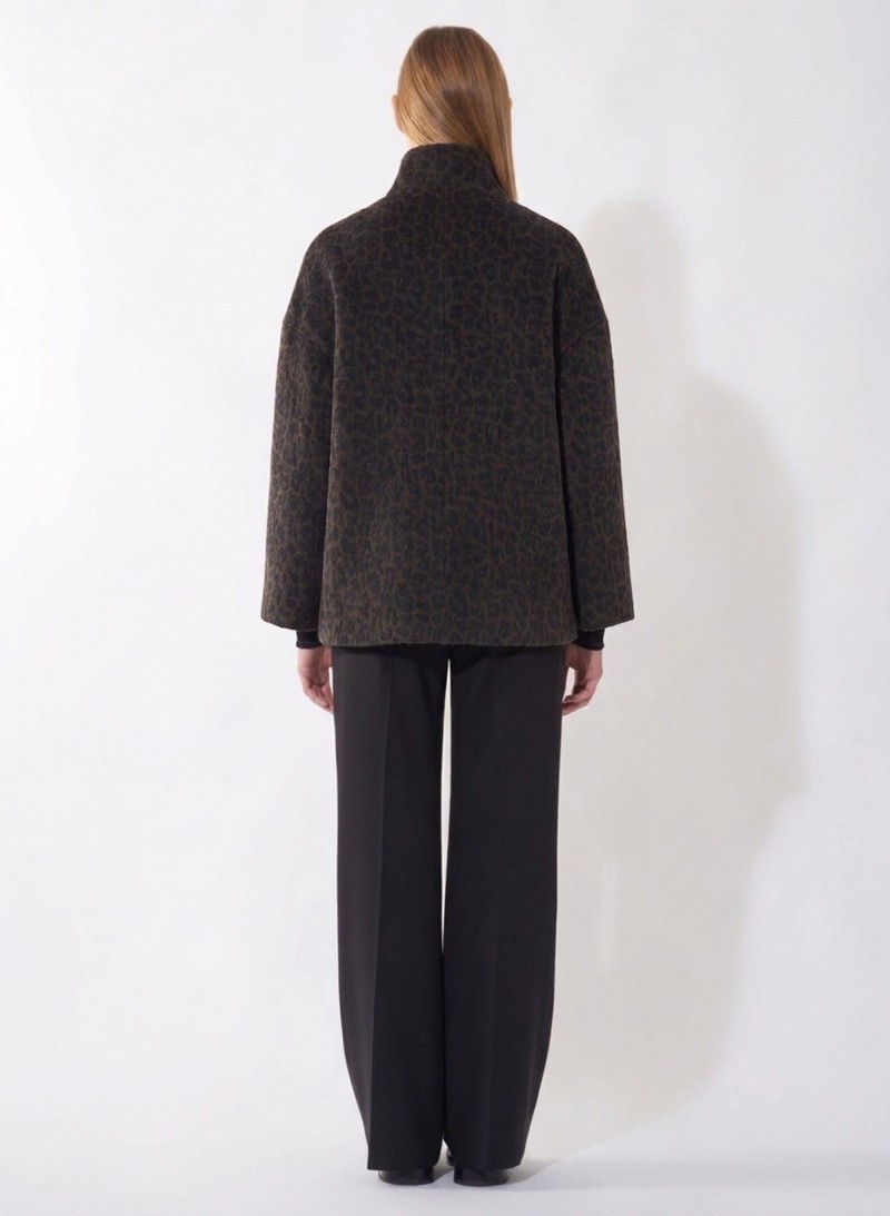 Cinzia Rocca Γυναικείο Κοντό Παλτό Με Animal Print Σχέδιο Oversized Fit Για Statement Εμφανίσεις