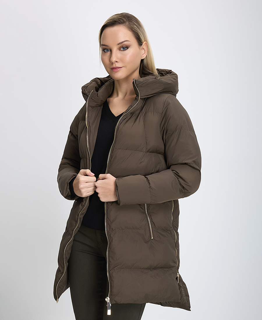 Clarina Γυναικείο Μπουφάν με Κουκούλα Regular Fit