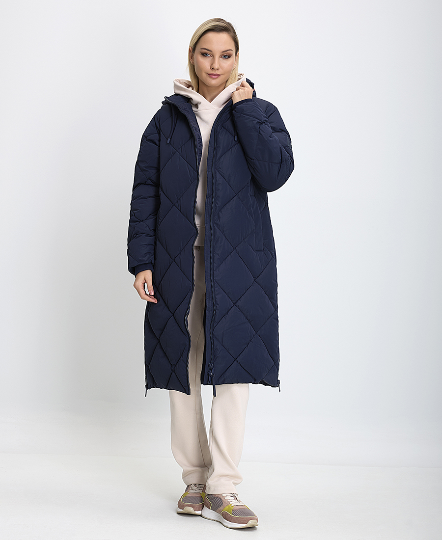 T.Coat Γυναικείο Regular Fit Με Κουκούλα Μπλε φωτογραφία