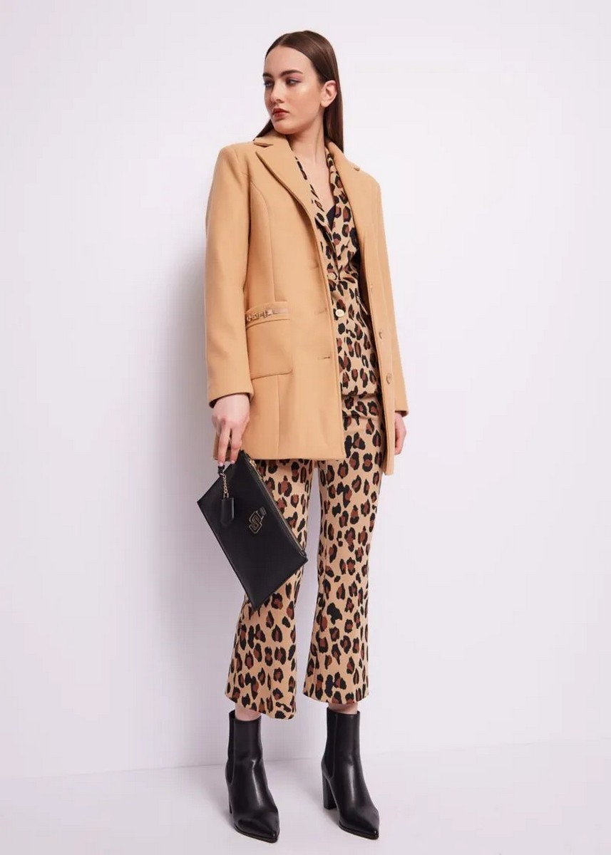 Gaudi Γυναικείο Σακάκι Regular Fit Μανίκια Κιμόνο Animal Print φωτογραφία