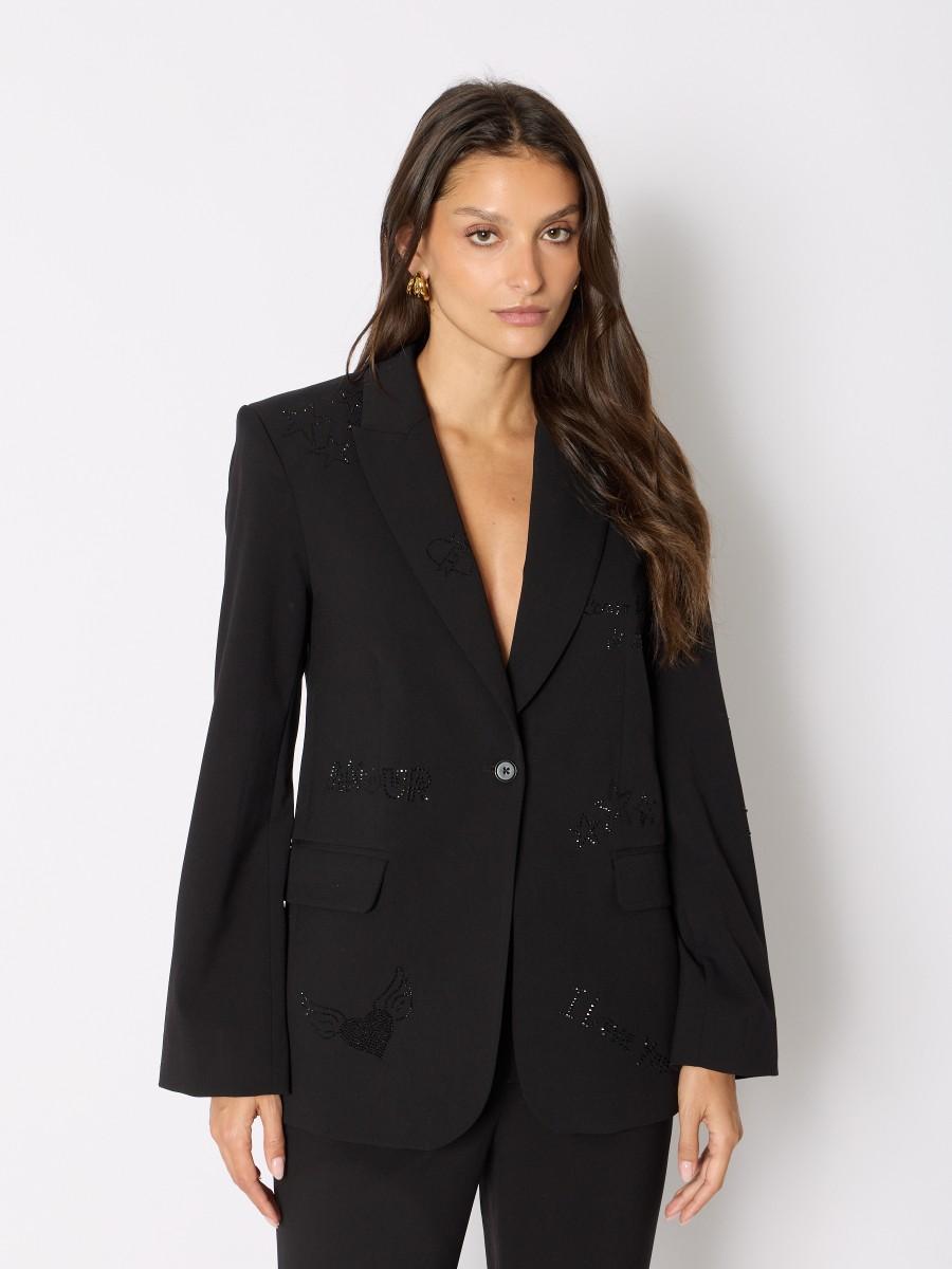 Berenice Berenice Γυναικείο Σακάκι Slim Με Στρας Λεπτομέρειες