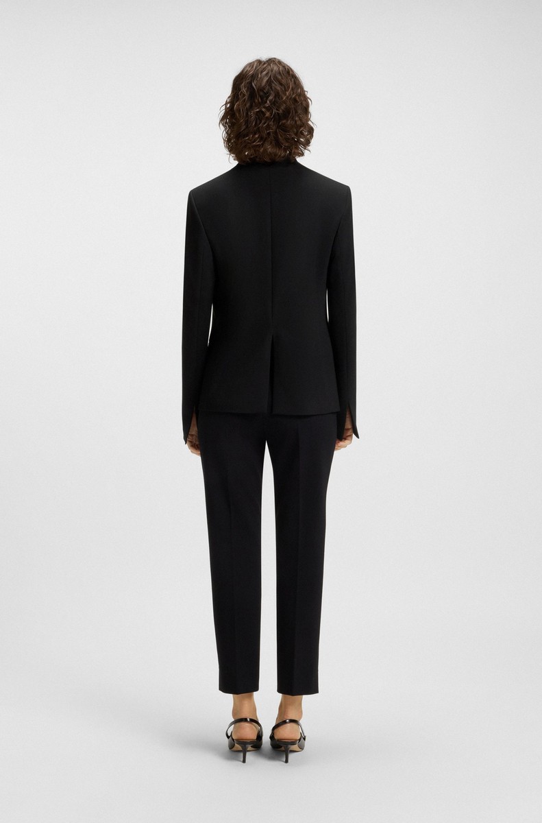 Boss Γυναικείο Σακάκι Regular Fit Punto Milano Χωρίς Γιακά Μαύρο φωτογραφία