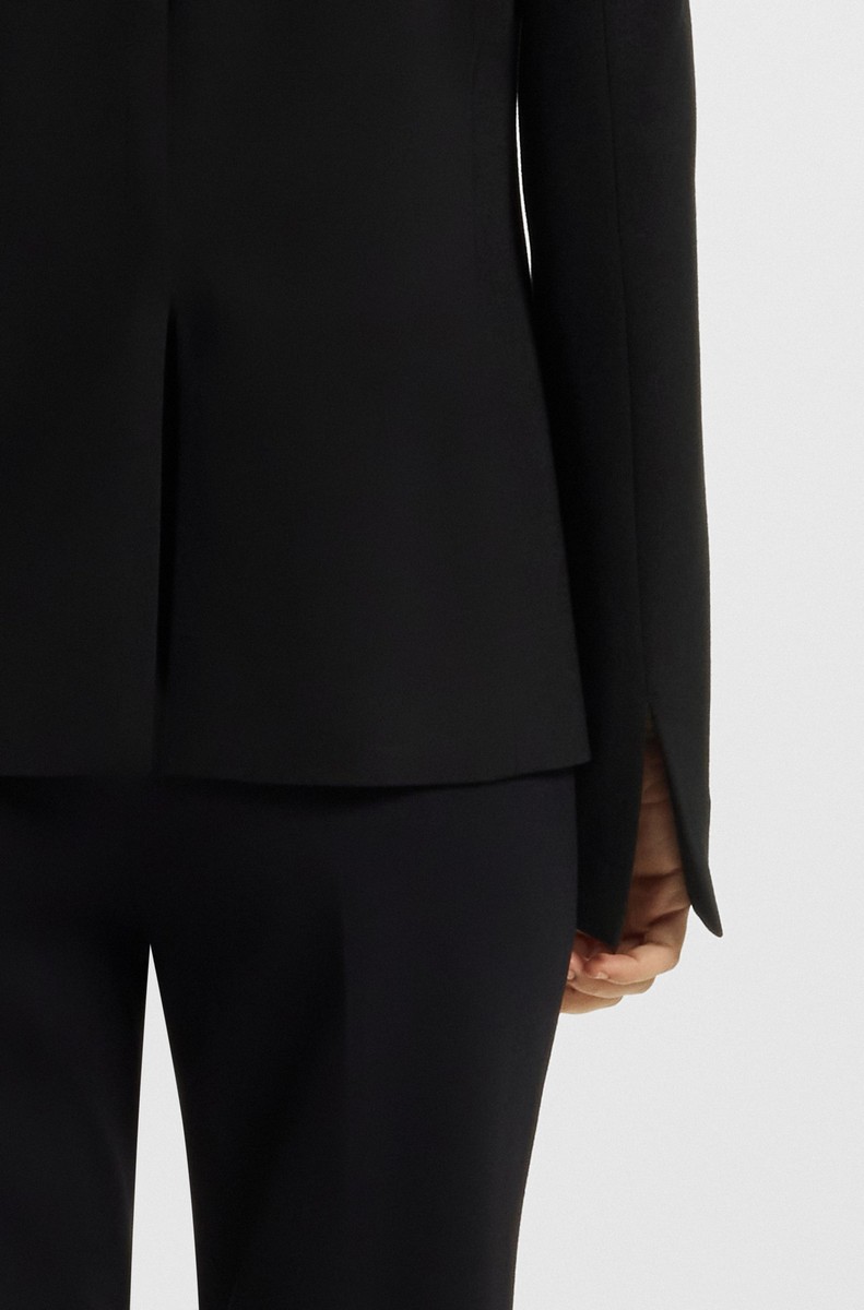 Boss Γυναικείο Σακάκι Regular Fit Punto Milano Χωρίς Γιακά Μαύρο φωτογραφία